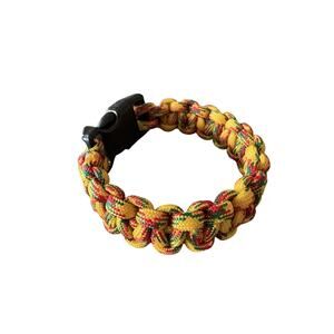 550 Paracord Survival Bracelet 8” - Yellow Green Red Unisex Handmade